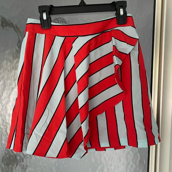 Alice & Olivia Nicky Silk Striped Mini Skirt - Picture 1 of 7